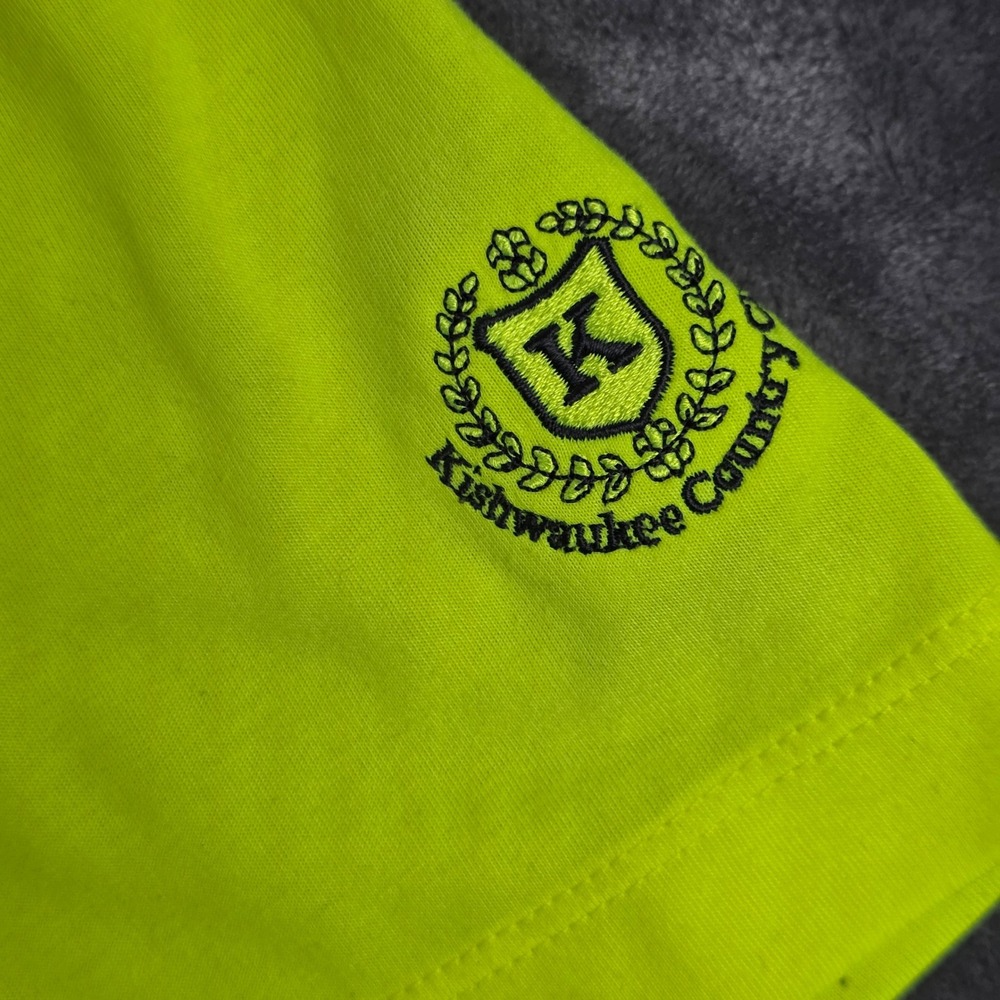 Nike Golf Polo Shirt Mens Large Lime Green Dri-FIT Tour Performance Rugby Logo - Picture 4 of 10